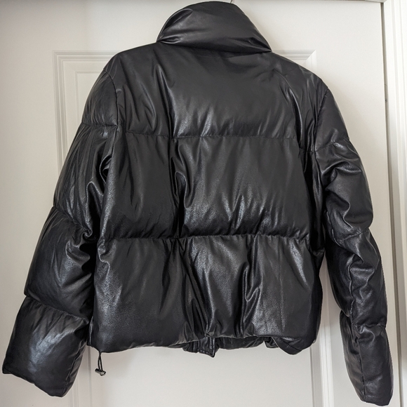 Duck Down Waterfowl Feathers Leather Puffer Jacket - Picture 4 of 9